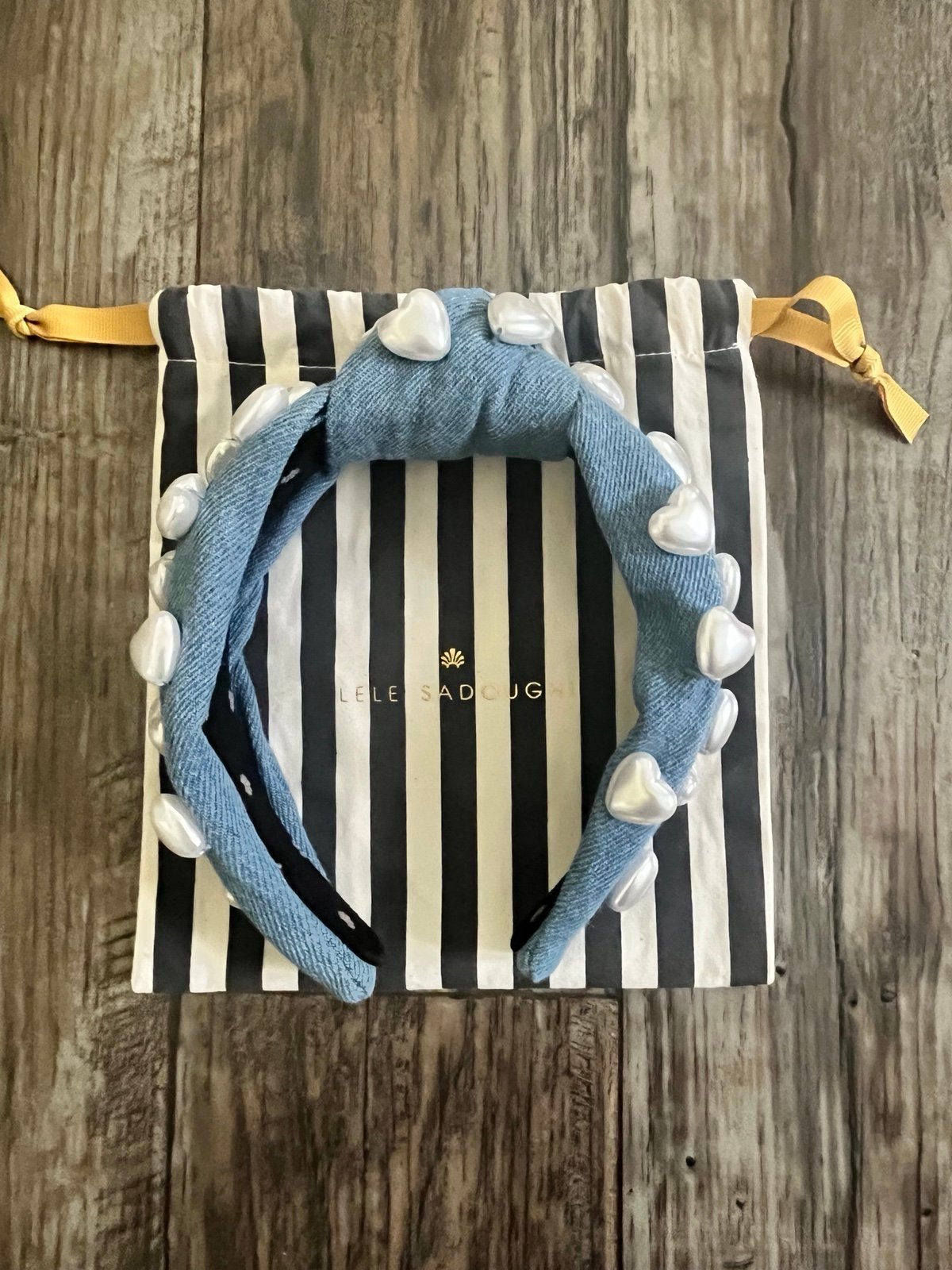 Lele Sadoughi Denim and Hearts Headband