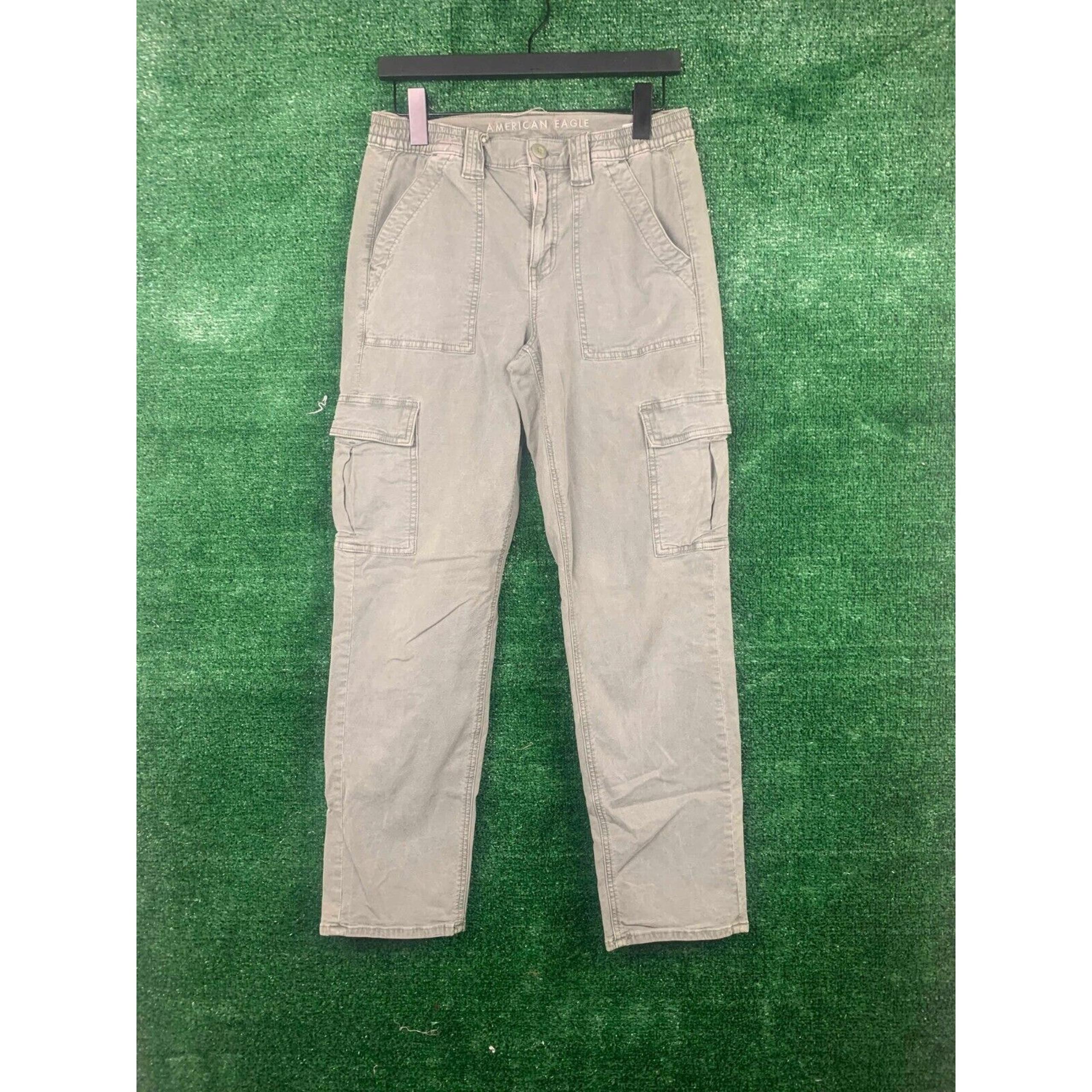 American Eagle Jeans Women's Size 6 Straight Cargo Pants Green Stretch Comfort