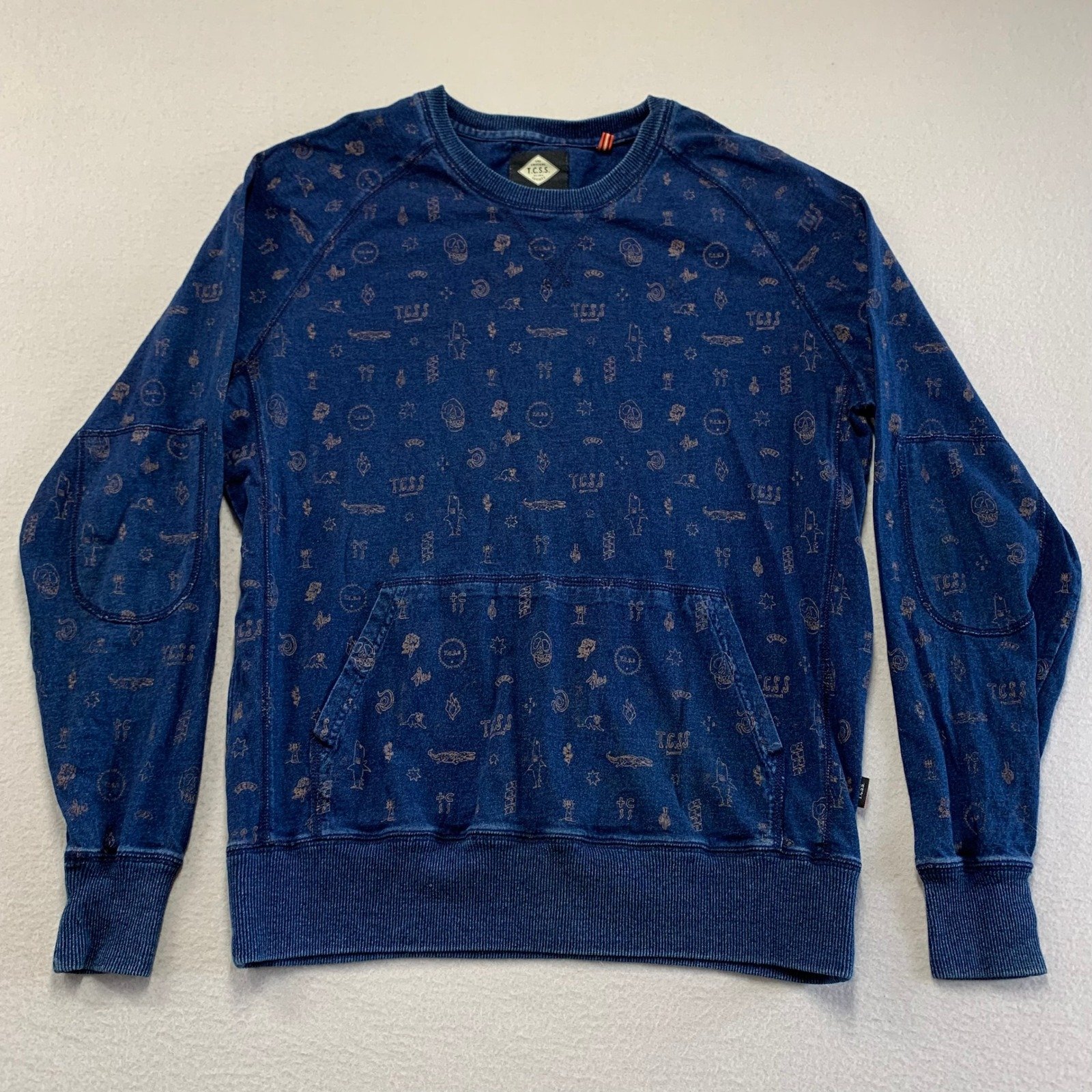 TCSS The Critical Slide Society Sweatshirt Medium Blue All Over Print Surf Tee