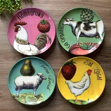Set of 4 Farm Fresh Demdaco Plates