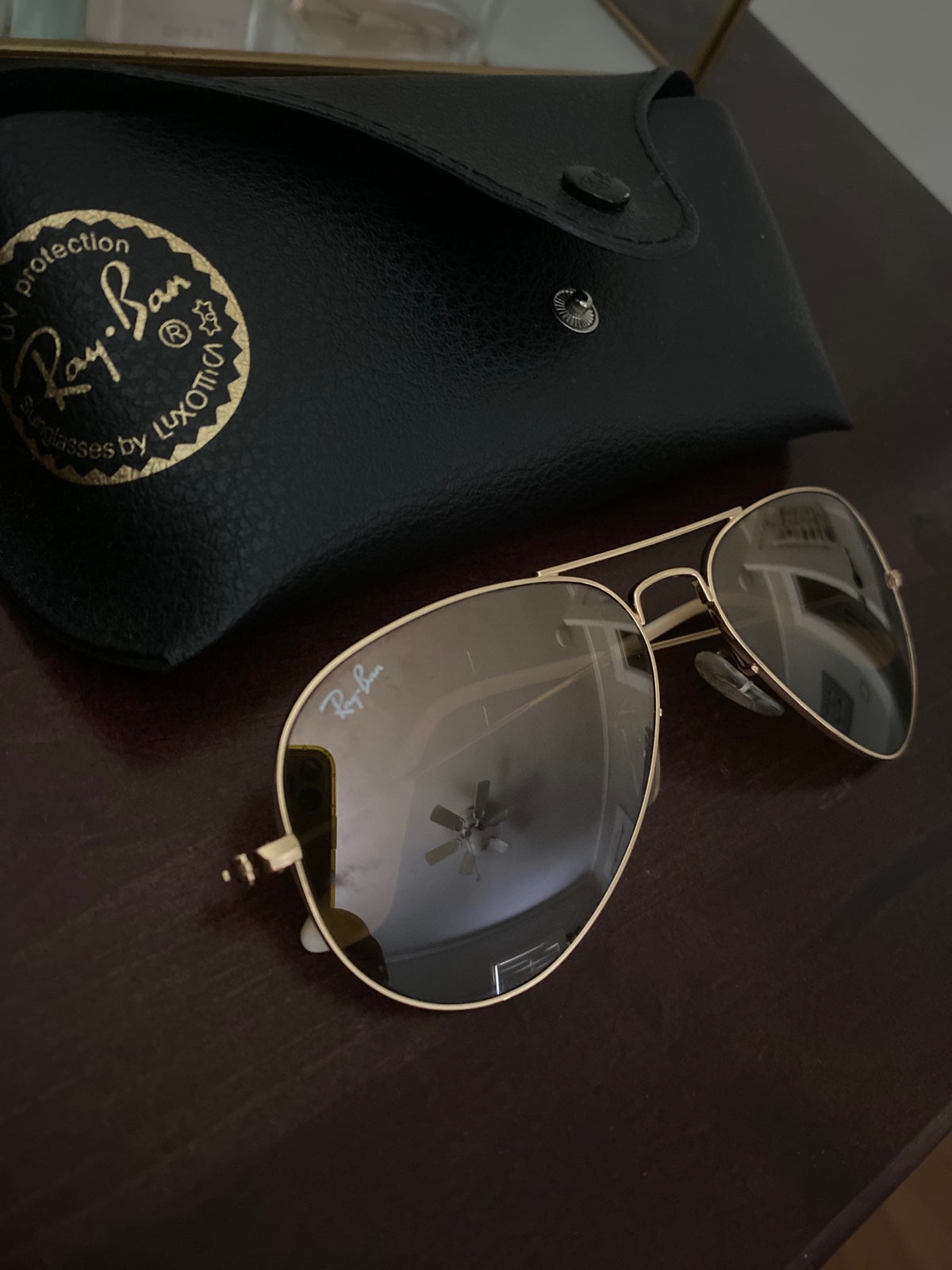 Ray-Ban aviator glasses, gold and black free shipping