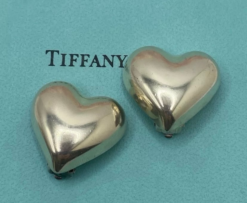 TIFFANY AND CO STERLING SILVER CLIP ON PUFFY EARRINGS