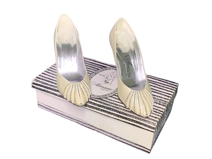 Vintage AMANO High Heels Shoes Party Cocktail Wedding Mid Century Couture Size 5