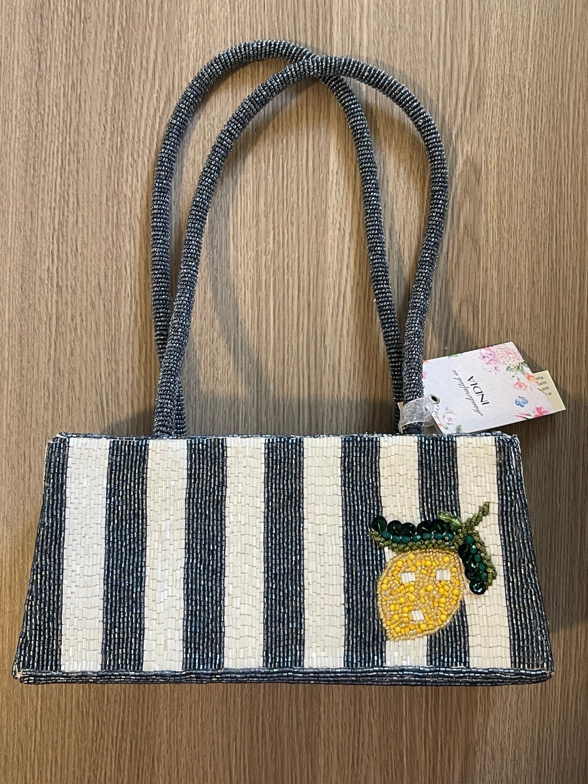 Striped Beaded Lemon Bag Blue and White Viral TikTok