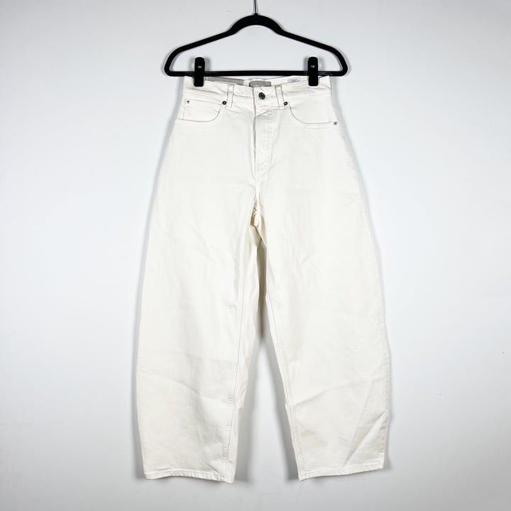 NEW Everlane The Way High Organic Cotton Stretch Barrel Denim Jean Ecru 27R