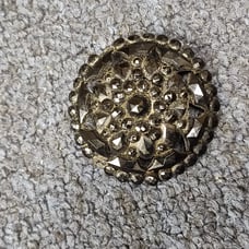 Vintage faceted black glass button