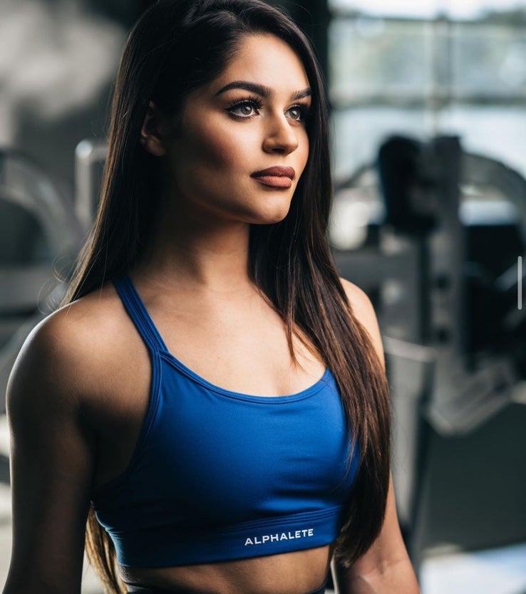 Alphalete sonic blue tri bra