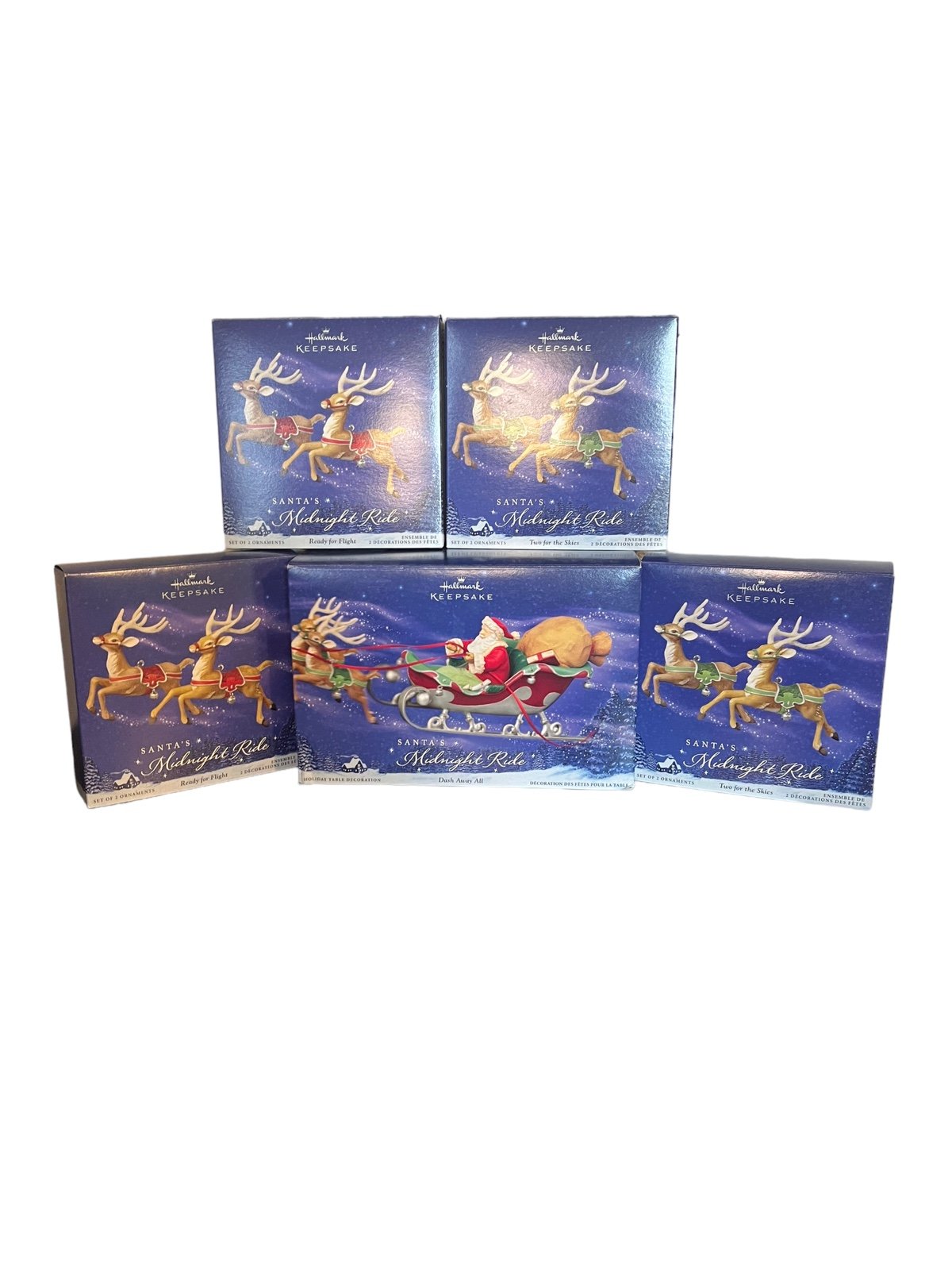 Hallmark Keepsake 2005 Santa’s Midnight Ride Table Decoration & Ornaments Lot