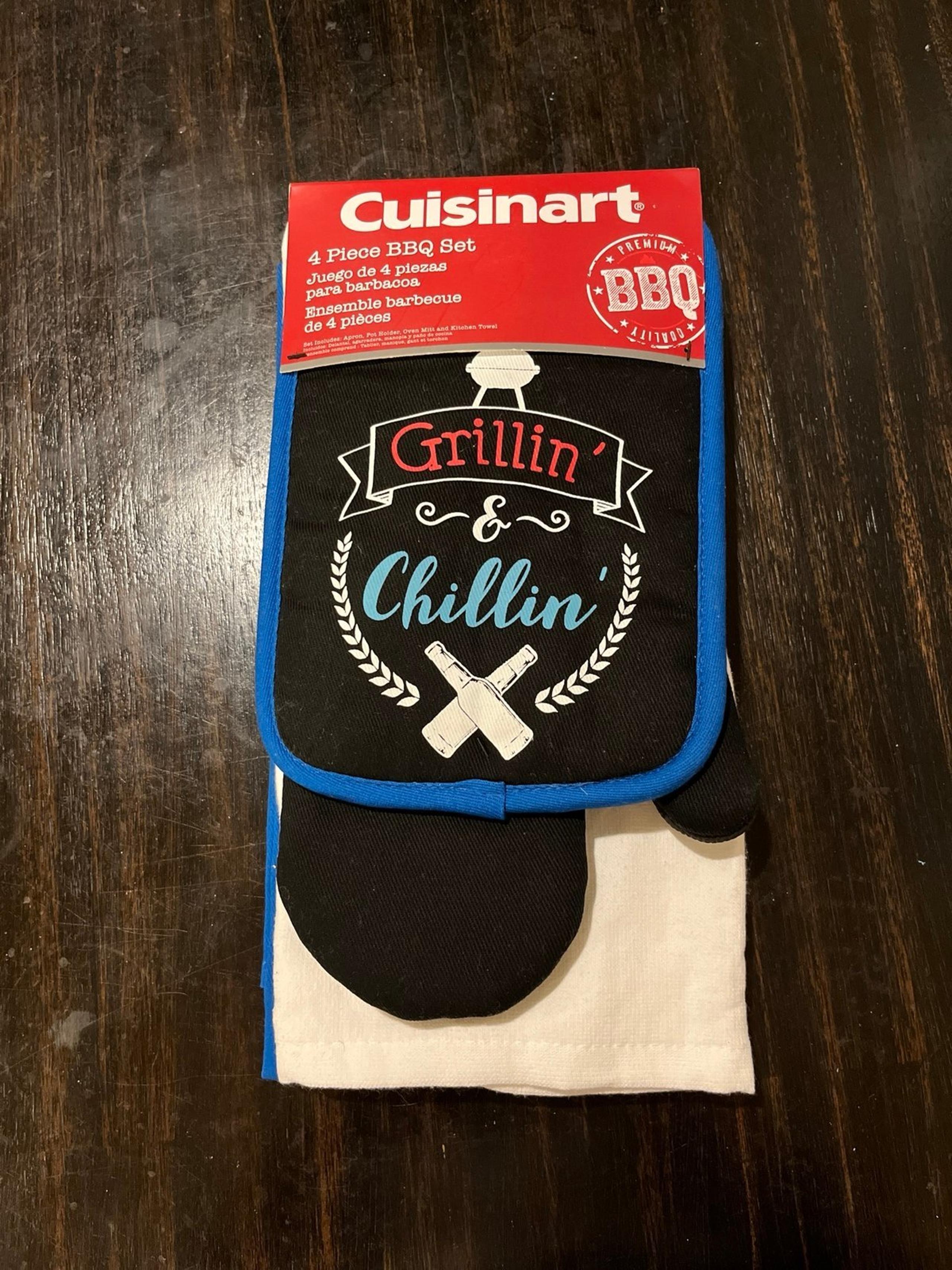 4 piece BBQ set(apron, pot holder, oven mitt, kitchen towel) - Cuisinart
