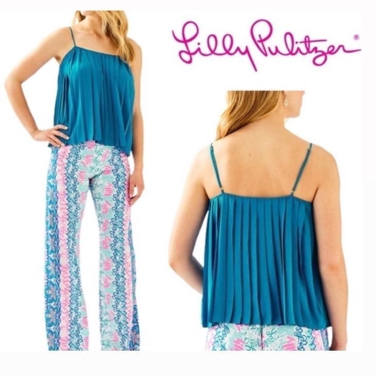 Lilly Pulitzer Rein Pleated Sleeveless Top Large