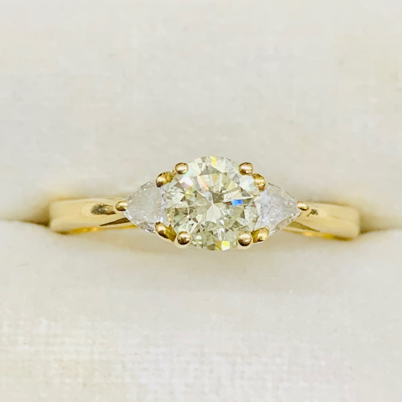 0.95 Carat 18k Yellow Gold Yellow Diamond Engagement Wedding Ring Band Size 7.5