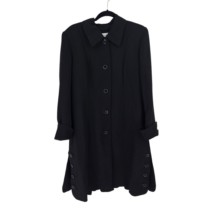 Soft surroundings womens sz large black long line button jacket side slit 24156