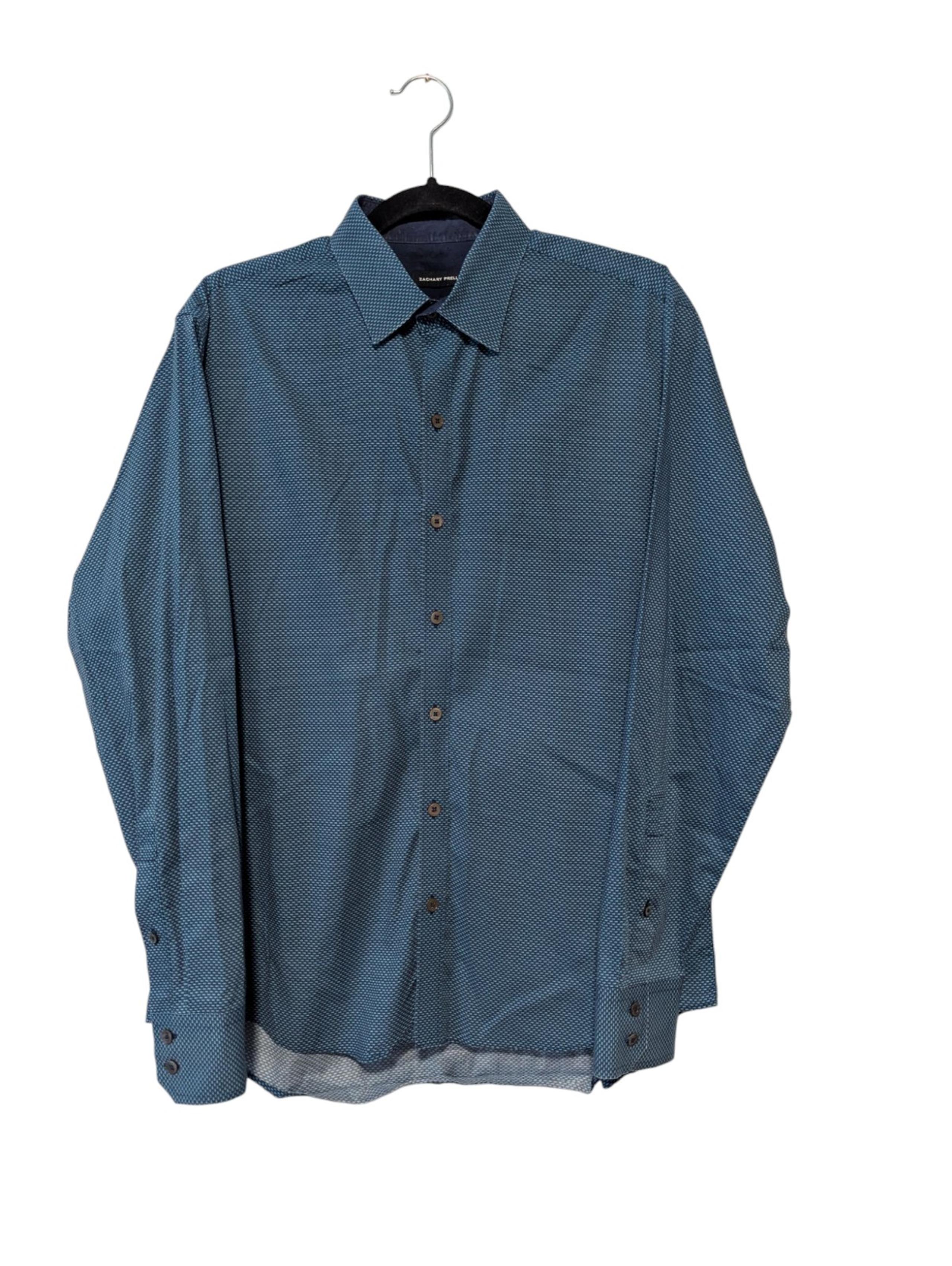 Zachary Prell Men's Navy Blue /Blue Button Down Long Sleeve Shirt Size Medium.