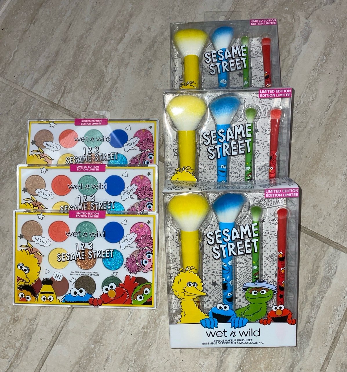 Bundle•Sesame Street Wet N Wild 6 pieces(3 makeup brushes & 3-eye face Palettes