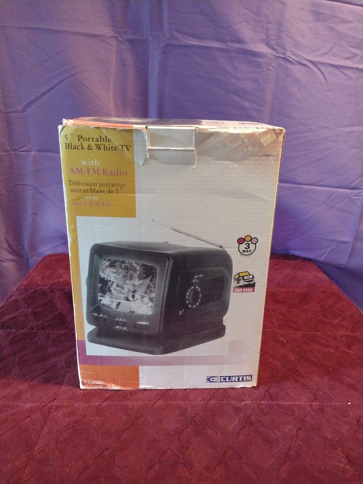 Curtis 5.5-in black and white TV with AM/FM radio