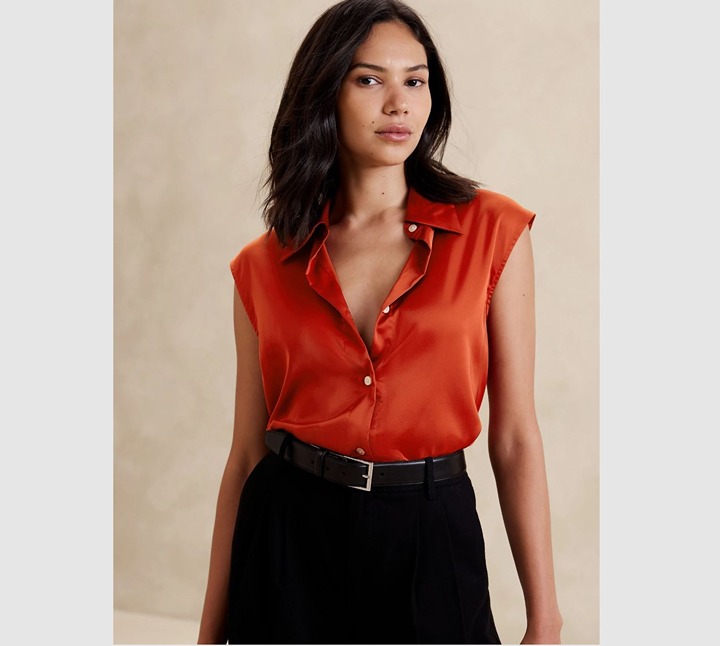 Banana Republic Collared Blouse Scorched Orange Sx M