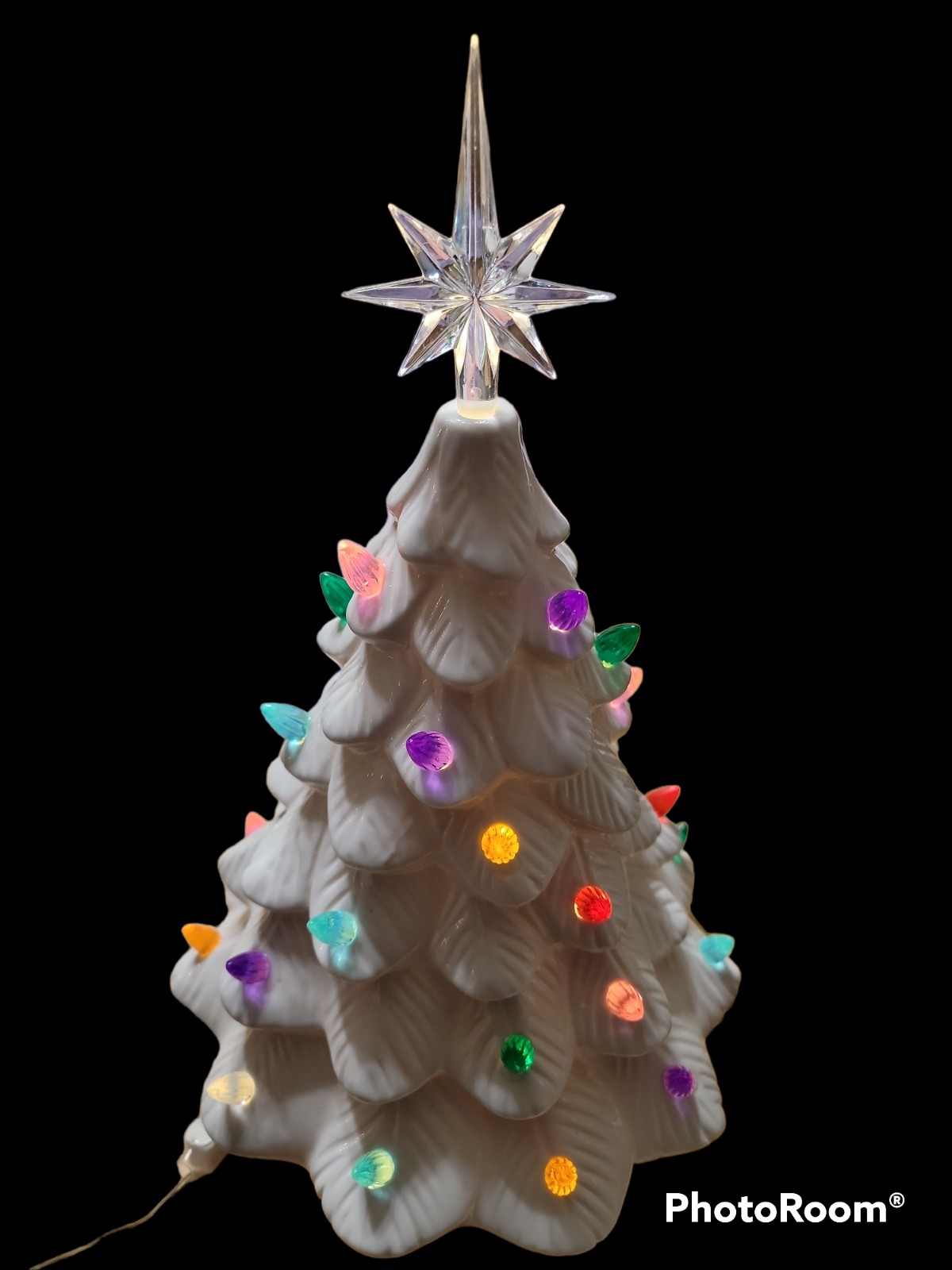 Ceramic White pre lit 15 Christmas tree colorful