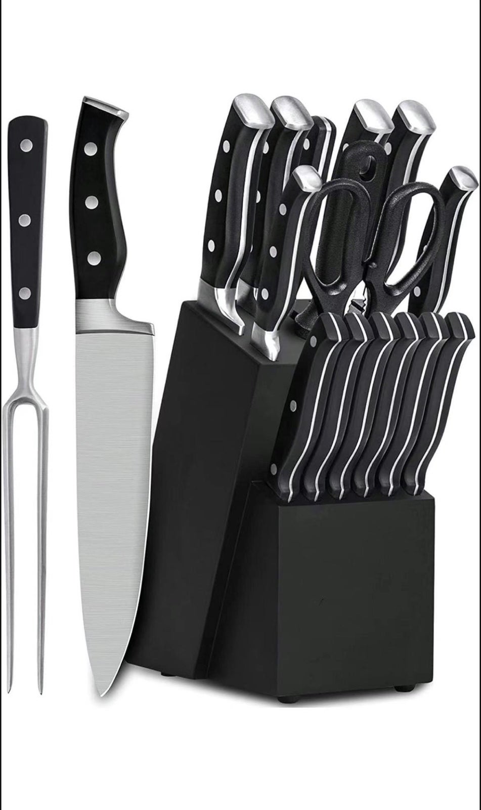 Knife Set, 16-Pieces Kitchen Knife Set with Block, Stainless Steel Kitchen Knive