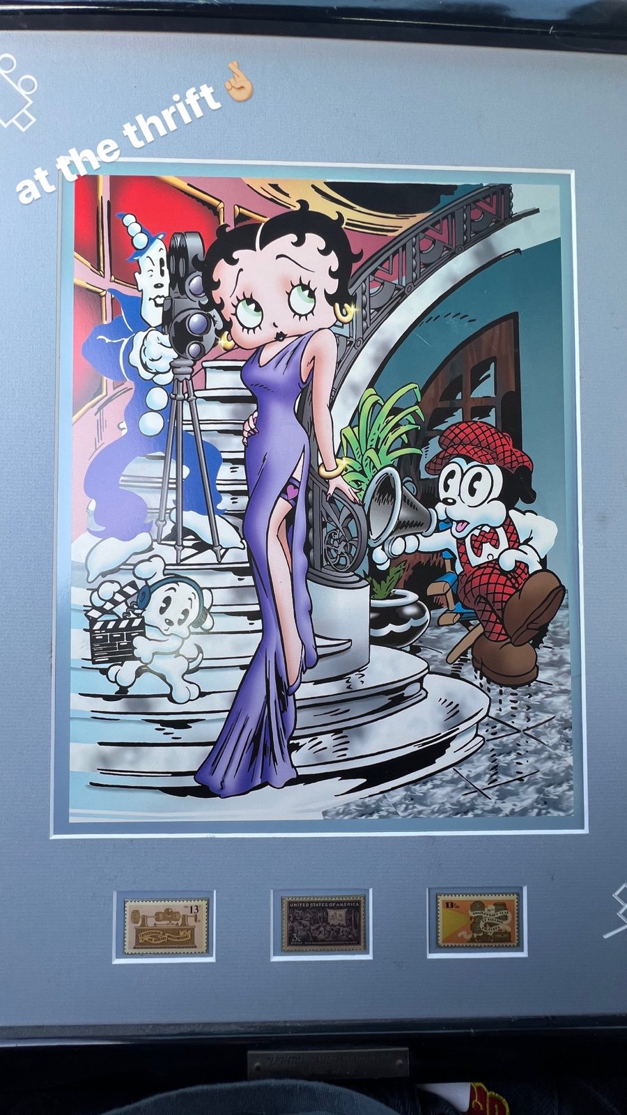 Betty Boop Lights Camera Action Art Glass Frame