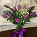 real touch purple tulip and baby breath bridal bouquet