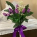 real touch purple tulip and baby breath bridal bouquet