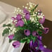 real touch purple tulip and baby breath bridal bouquet