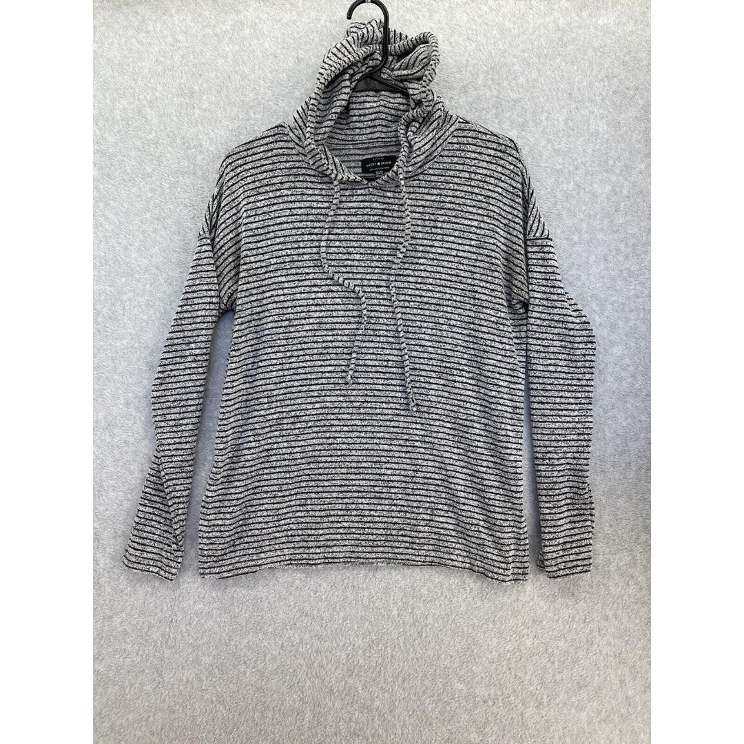 Lucky Brand Women's Hoodie Sweater Long Sleeve Thin Size XS Gray Striped