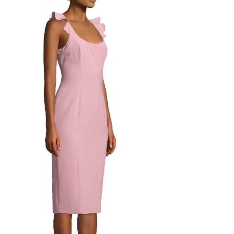 Jay Godfrey Dusty Rose Marios Ruffle Strap Scoop Neck Cocktail midi dress Sz 12