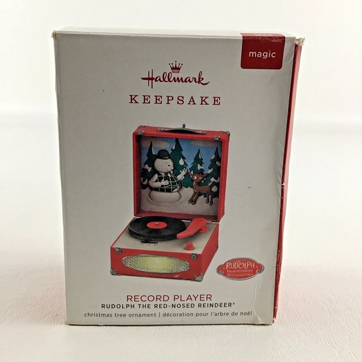 Hallmark Christmas Ornament Rudolph Misfit Toys Record Player Lights Sound 2018