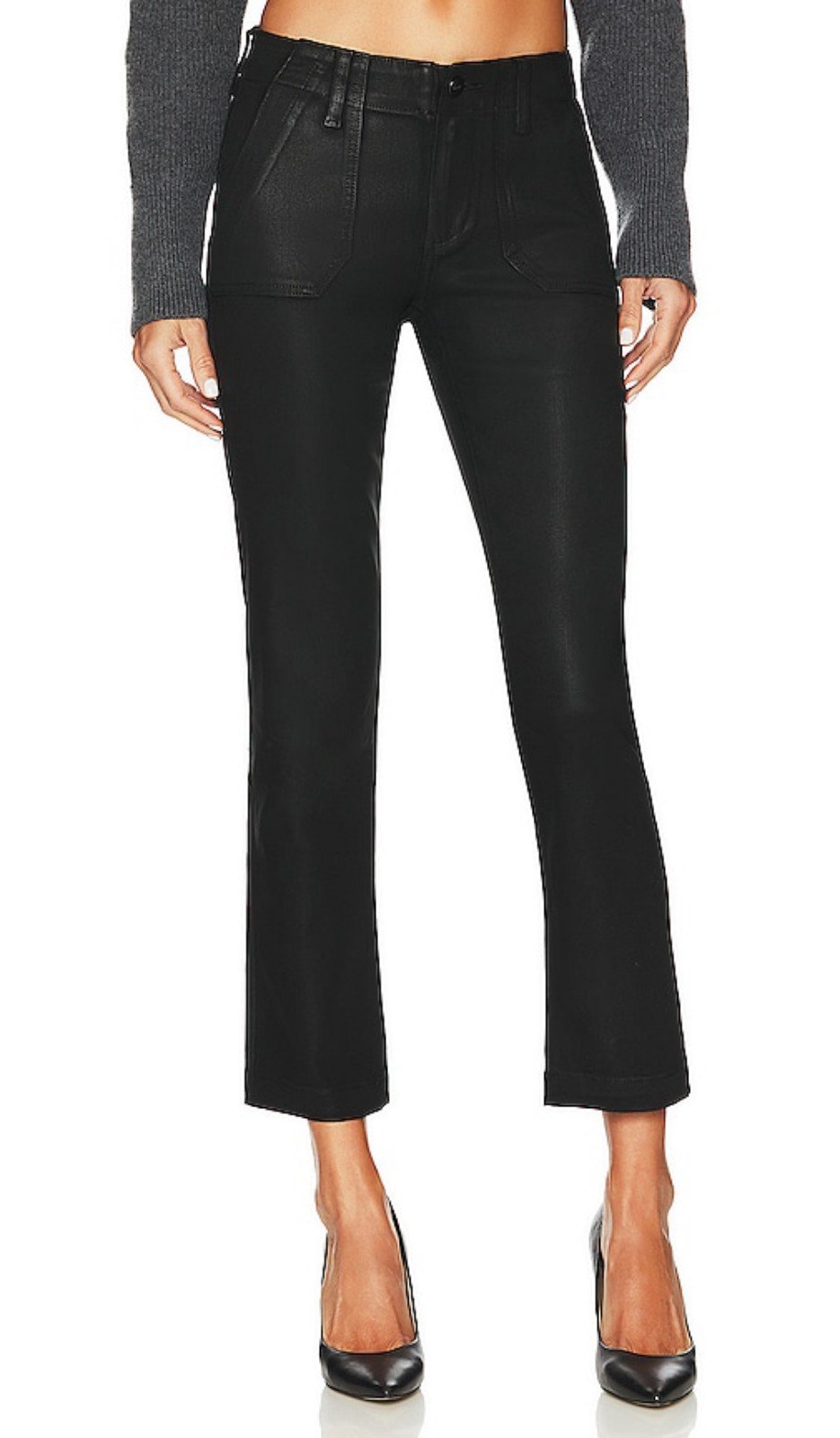 Paige Mayslie straight Ankle Black Fog Luxe Coating women's Jeans