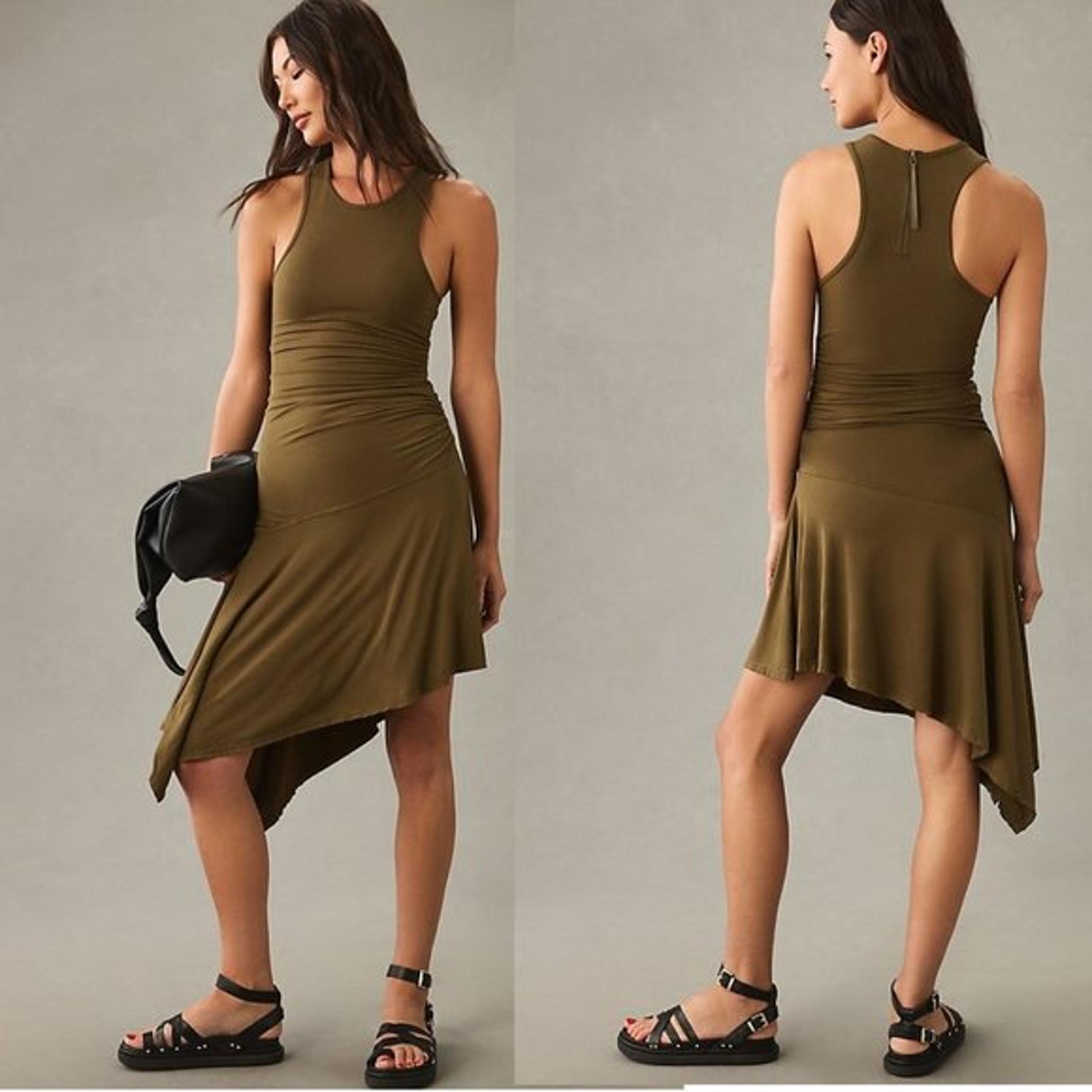 Daily Practice by Anthropologie Sleeveless Side-Ruched Dress size S new green