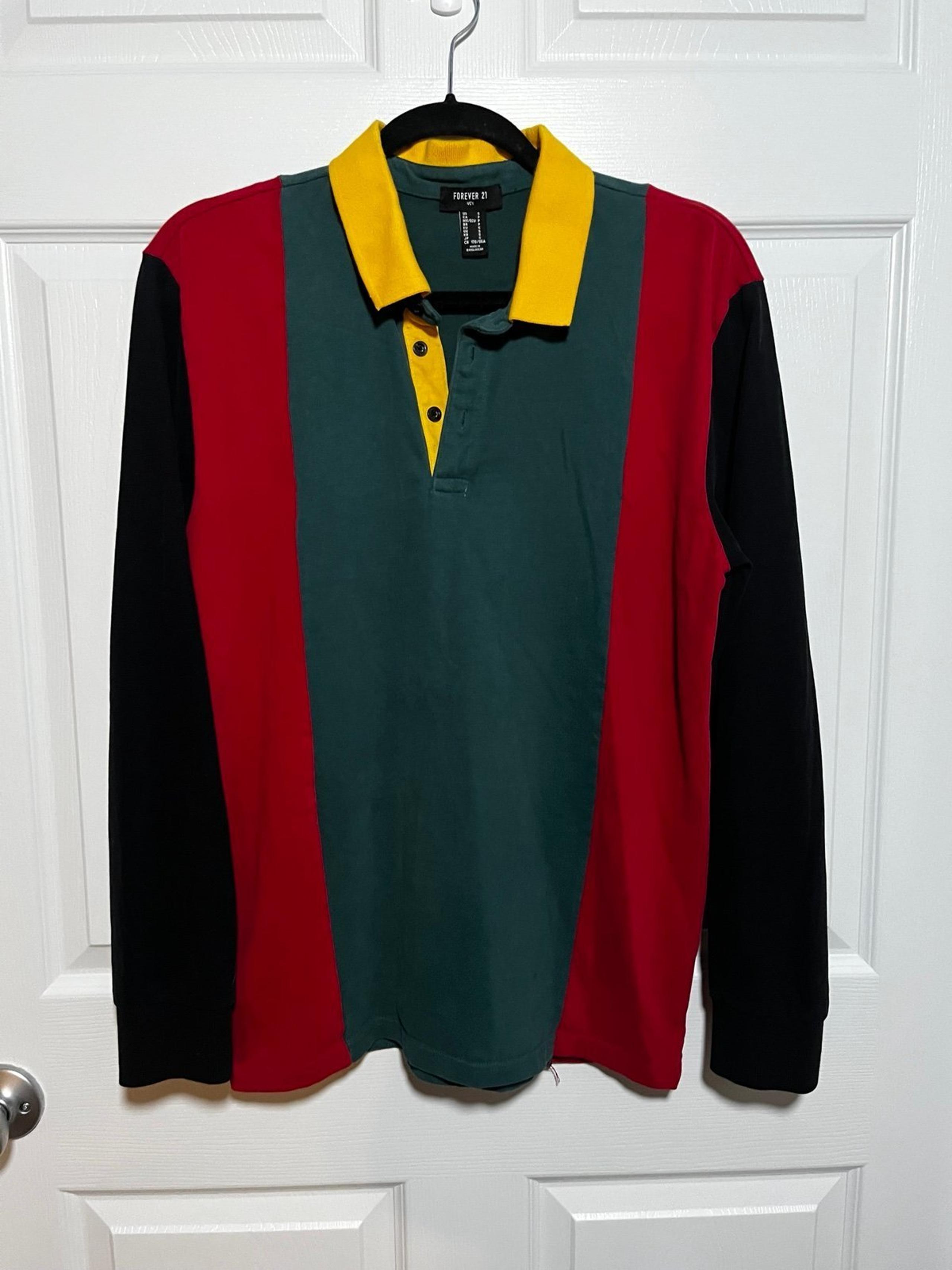 F21 Mens Long Sleeve Polo