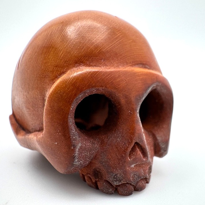Ojime Bead Netsuke Skull Hand-Carved Boxwood Signed Figurine