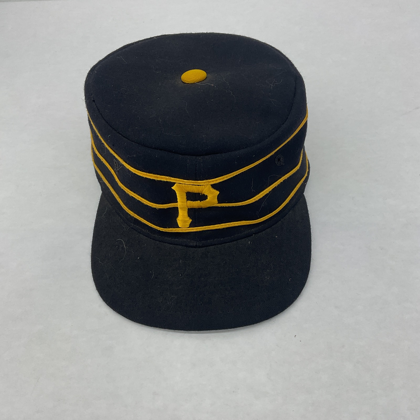 VTG USA New Era Black Wool Pittsburgh Pirates DuPont Visor Pro Model Cap Men M/L