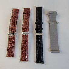 Lot of 3 Genuine Alligator Leather Watch Strap Ashford & 1 Stainless Steel Strap