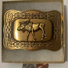 Vintage Metal Belt Buckle, Brass, Mouse, Wildlife, Nature, Maines Alaska, Nice
