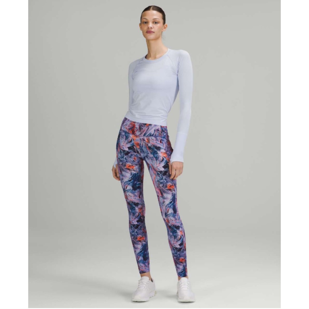 Lululemon Fast and Free High-Rise leggings 28”, Purple Multi, Size 4