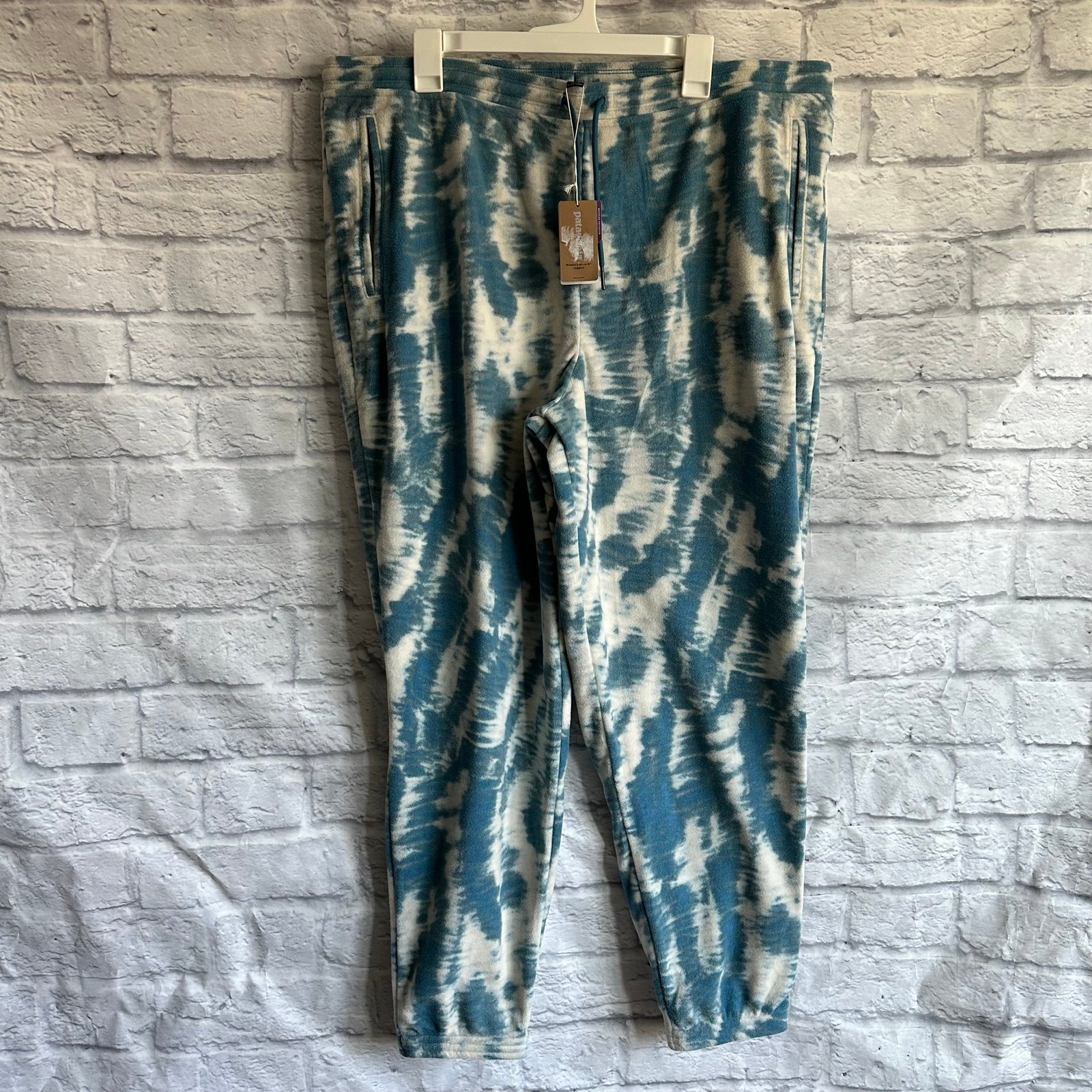 NEW WITH TAGS PATAGONIA WOMENS MICRO D JOGGERS BLUE TIE DYE SIZE XXL