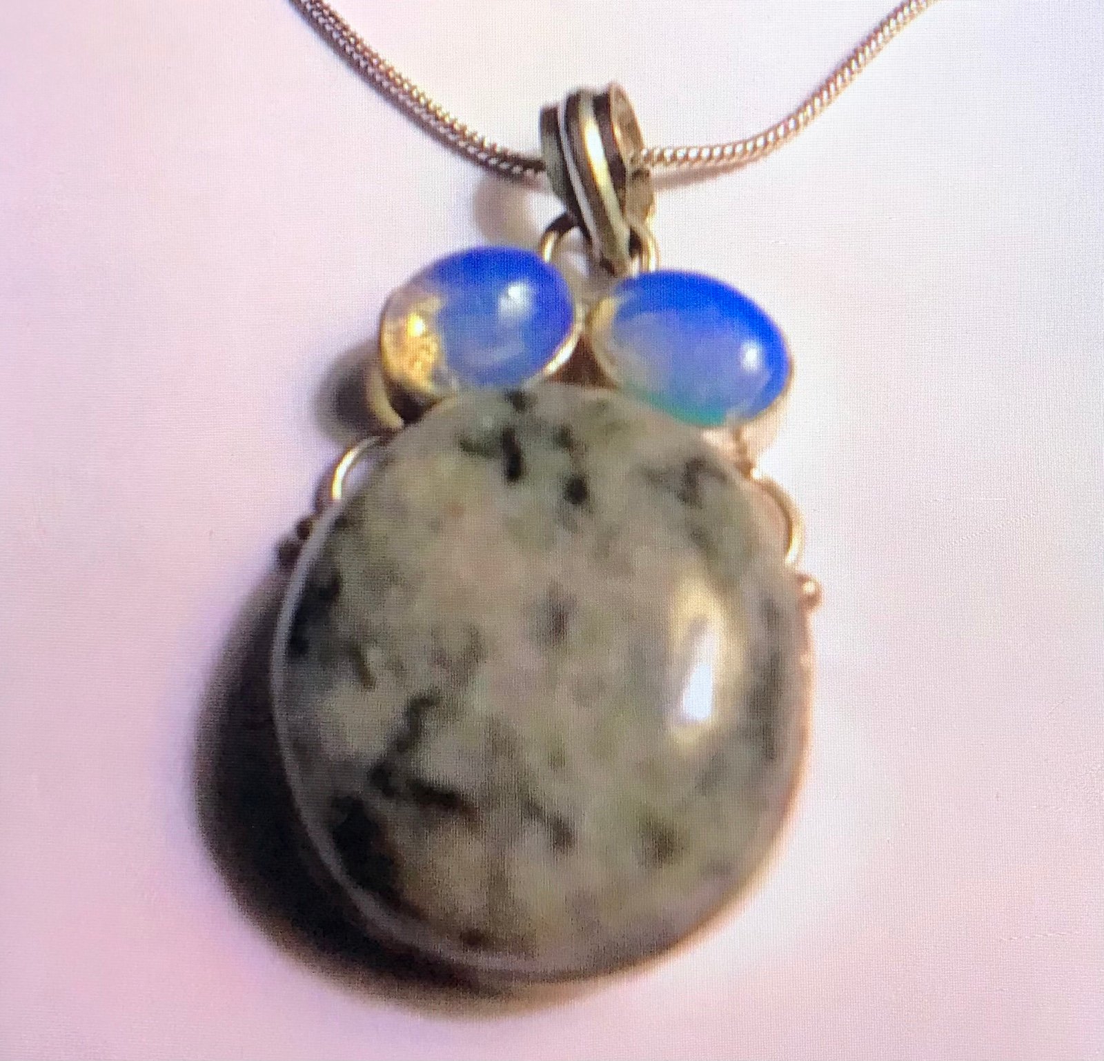 Dalmatian Jasper Opal 925 Sterling Silver Necklace