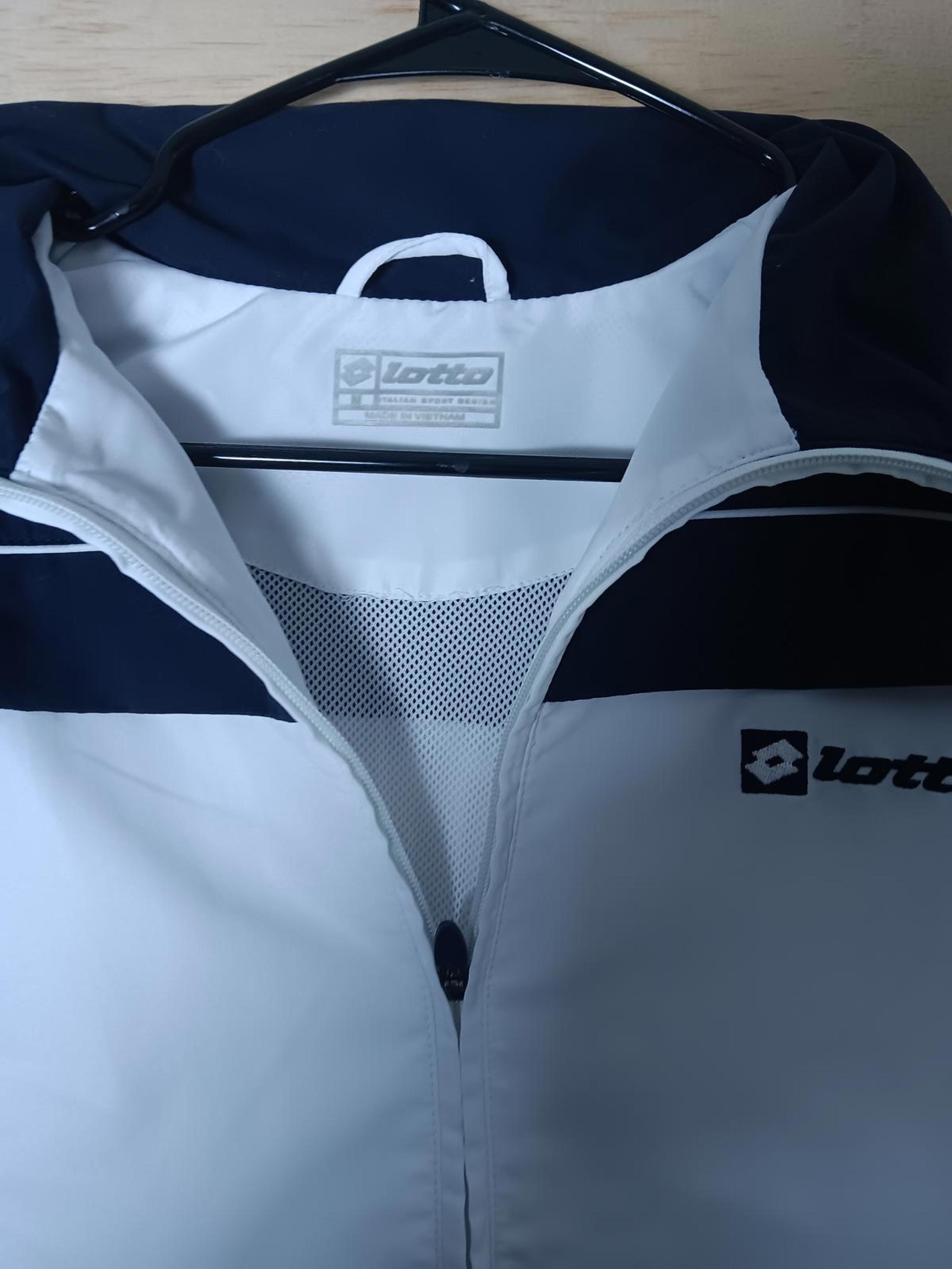 Lotto Blue White Windbreaker Jacket Medium Mesh Lined