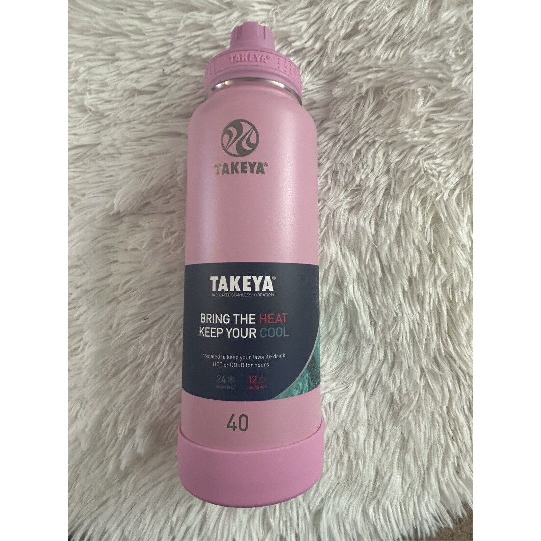 New TAKEYA Active Pink 40 oz Stainless Steel Water Bottle with spout Lid