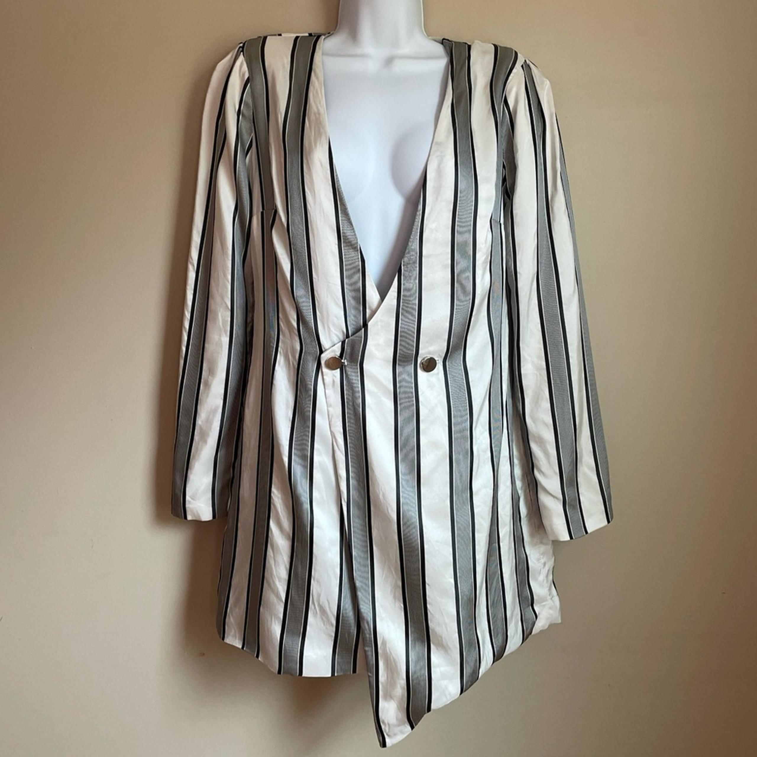 NBD Deep V-Neck Stripe Blazer Mini Dress Women's Size M