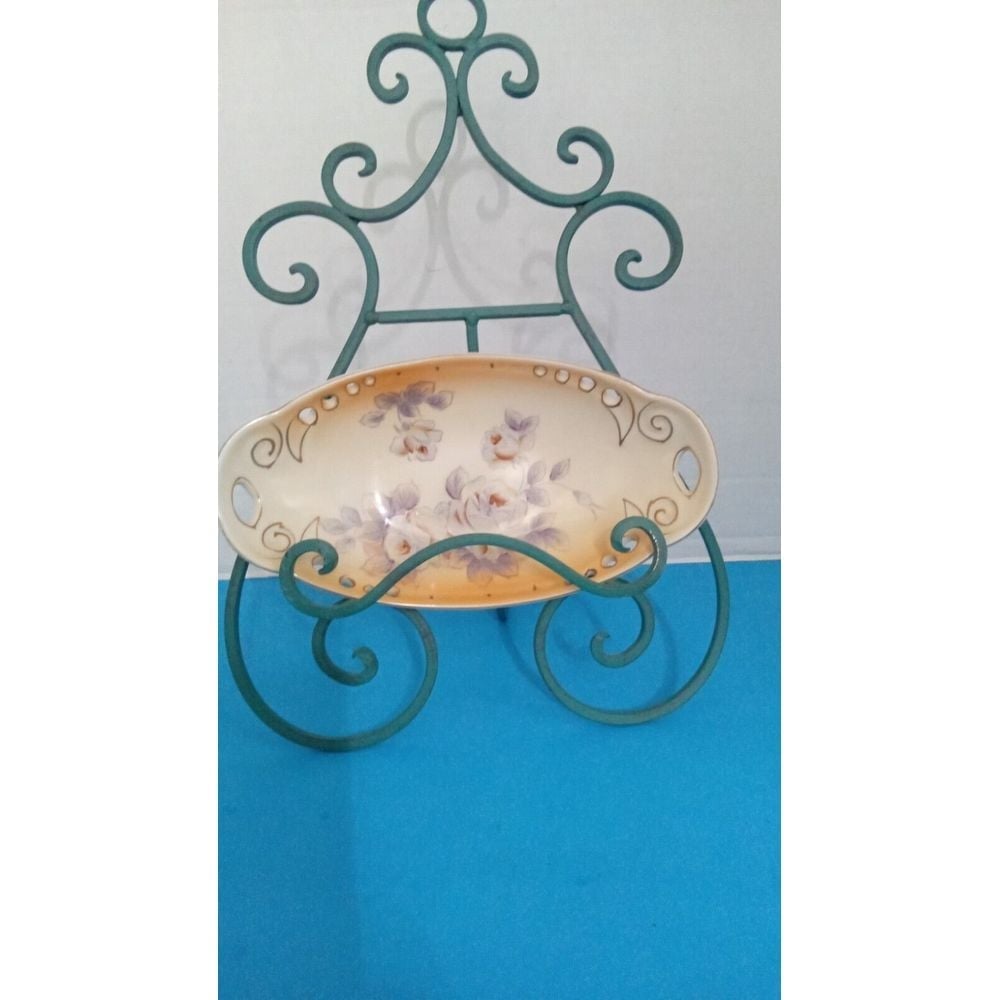 Vintage Floral Trinket Dish Decorative Soap Dish Vanity Tray with Stand