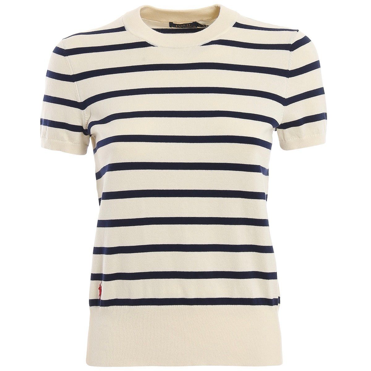 Polo Ralph Lauren Cotton Crewneck Striped Short Sleeve Knit Top