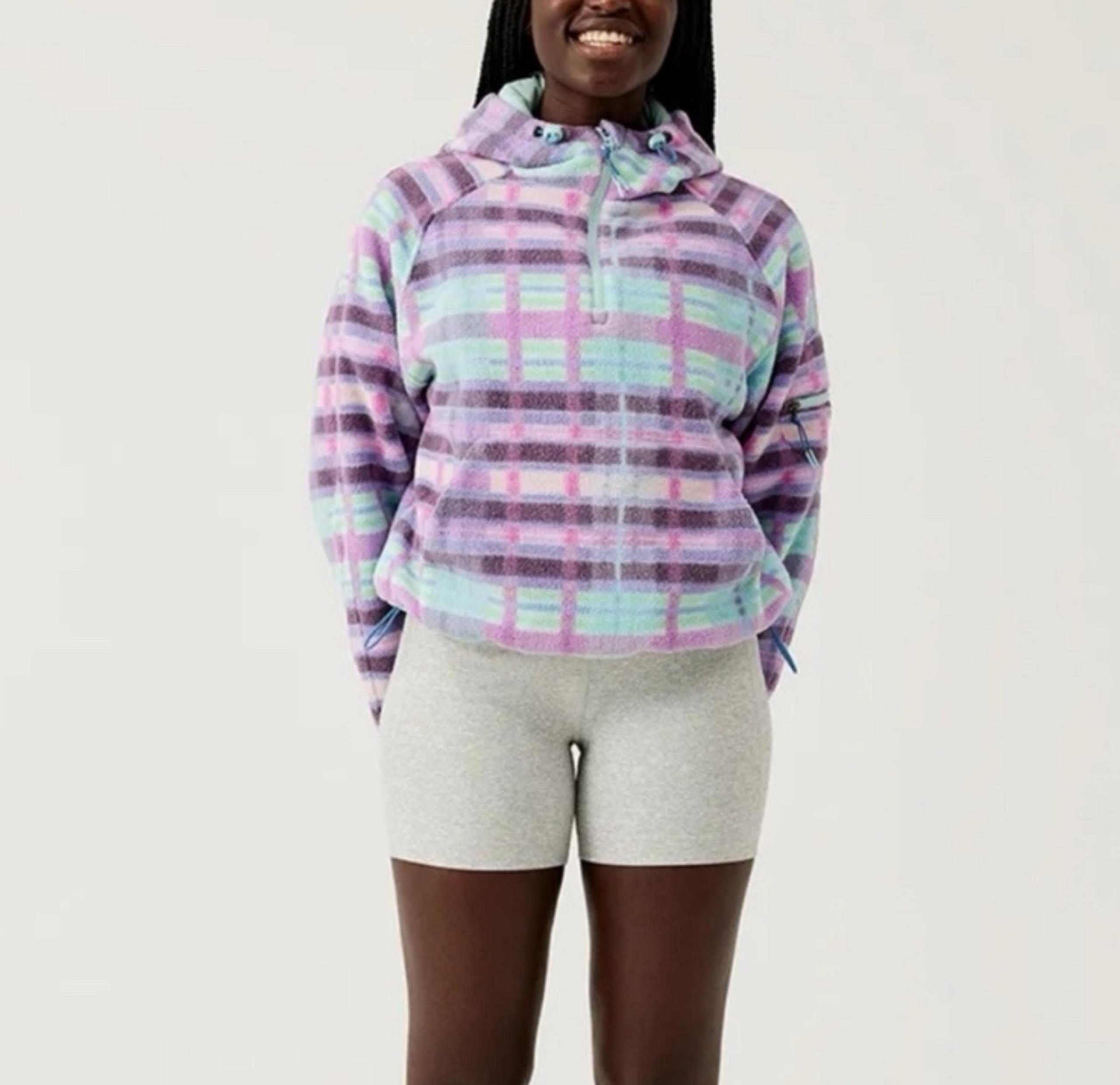 Outdoor Voices Primo Fleece 1/4 Zip Picnic Plaid Women’s XS NWT
