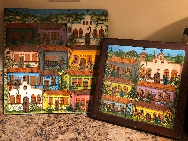 Costa Rican Hot Plate & Tile Set-Signed