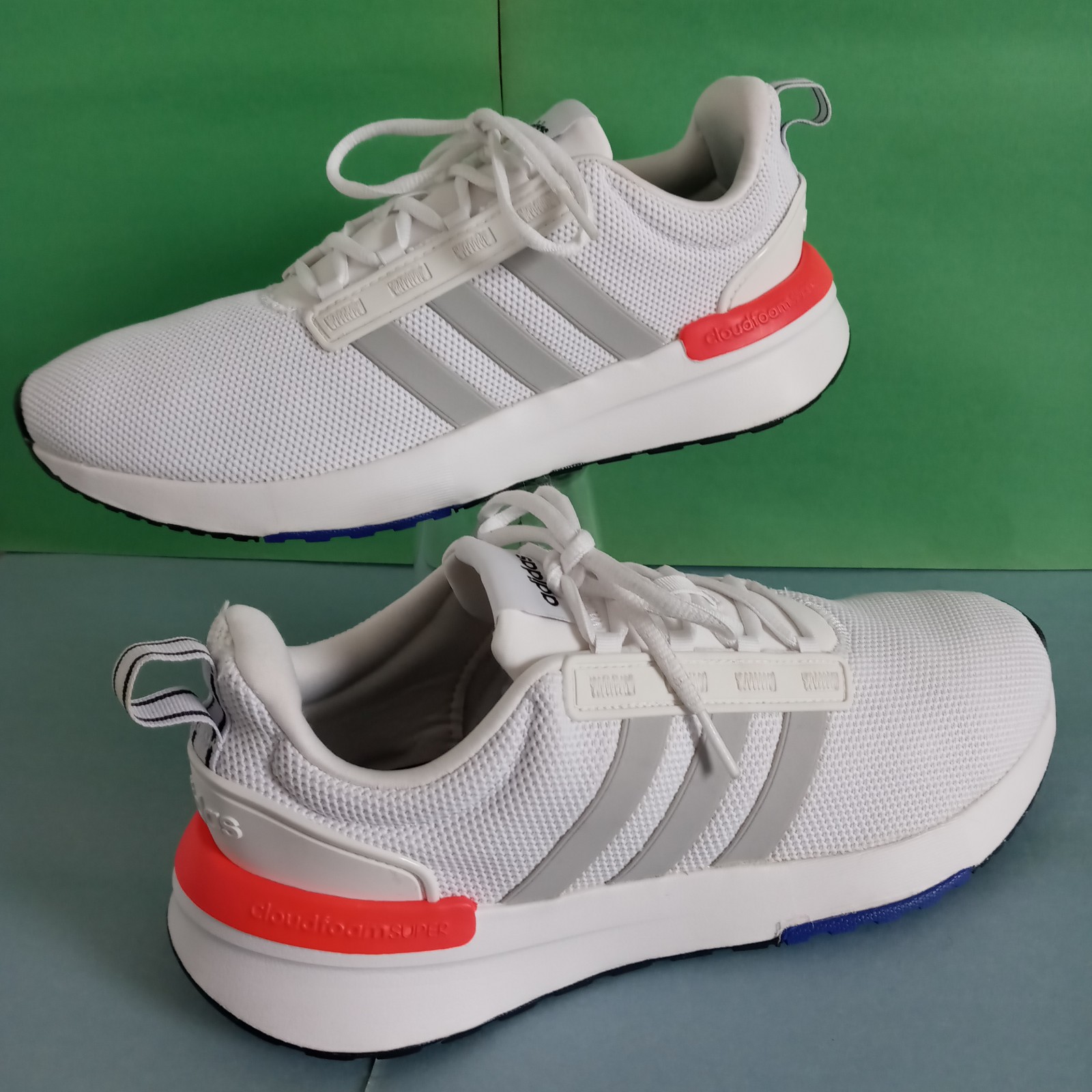 Adidas Racer Tr21 Running Shoes Mens Size 9.5 Wide GZ8191 Cloud White/Grey/Red