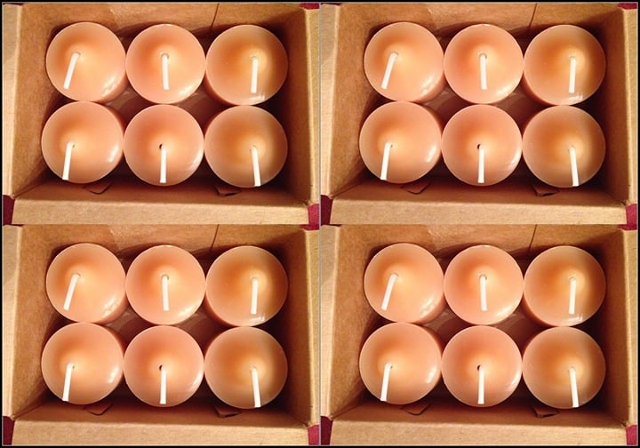 PARTYLITE 4 BOXES / 2 DOZ VOTIVES / 24 VOTIVE CANDLES AMBER WOOD & VANILLA NEW