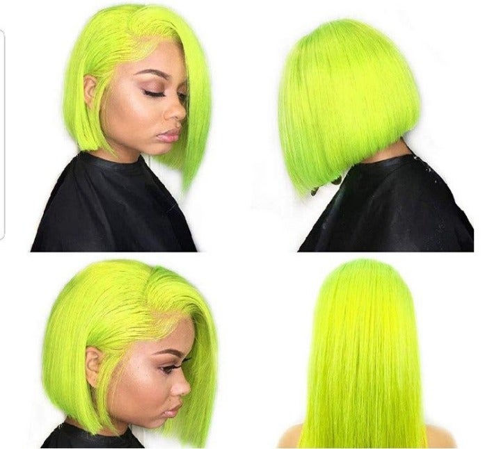 Celebrity neon Human lace bob wig