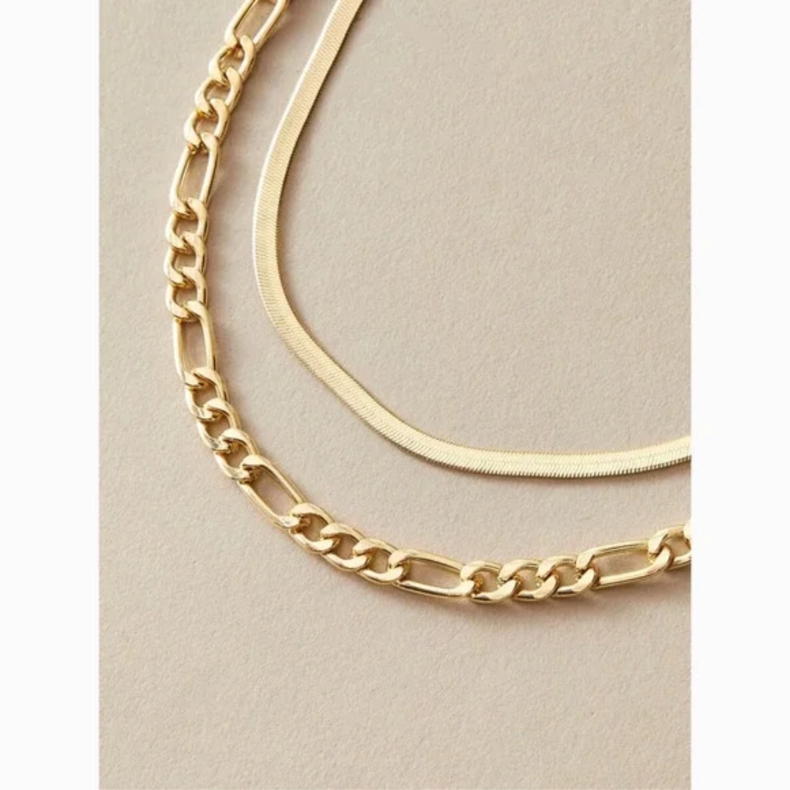 Anthropologie Layered Herringbone Figaro Necklace